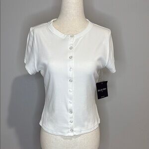 NWT Dylan Ryan White Button-Up Women's Top